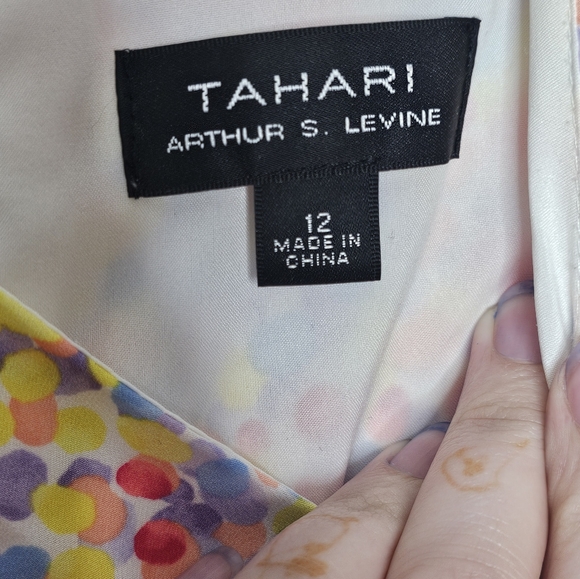 Tahari multi-colored polka dot high neck sleeveless dress size 12 - Picture 3 of 7